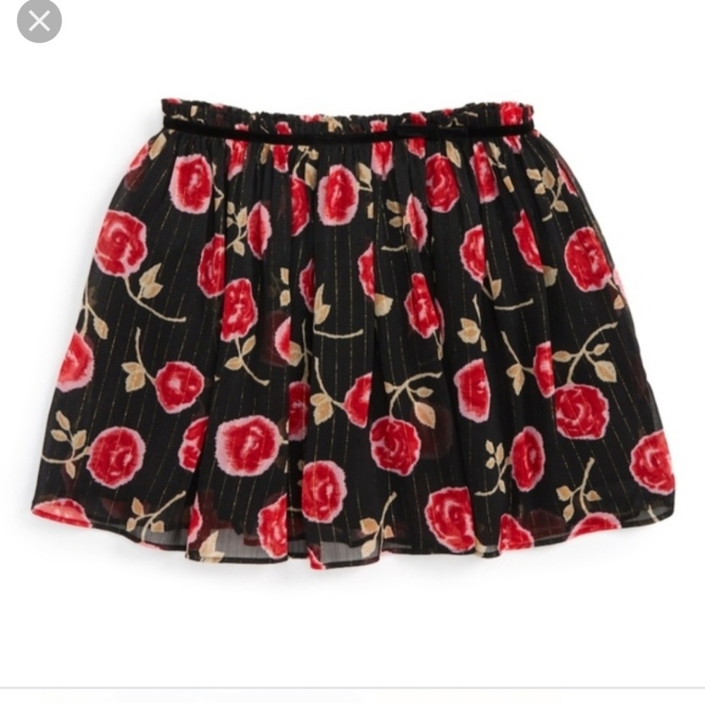 Kate spade girls floral metallic chiffon skirt